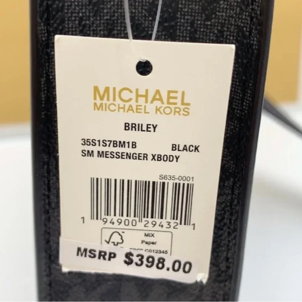 MICHAEL KORS Briley Small Logo Messenger Bag BLACK SIGNATURE COLOR